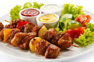 Kebabs - grilled meat and vegetables 