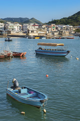 Obraz premium Idyllic landscape of fishing village Sok Kwu Wan on Lamma Island, Hong Kong