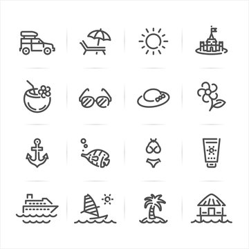 Summer and Beach icons with White Background