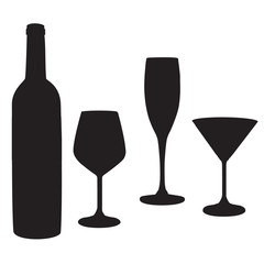 Bottle and glassees