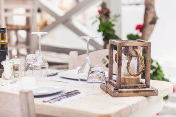 Table set in mediterranean cafe