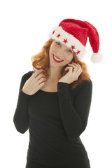 Christmas woman with hat of Santa Claus