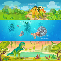 Animals Jurassic Banners Set