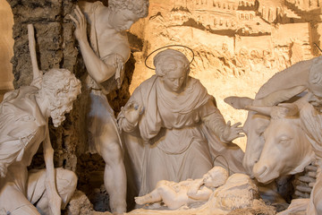 Nativity scene with the Holy Family in white chalk, Urbino - Italy