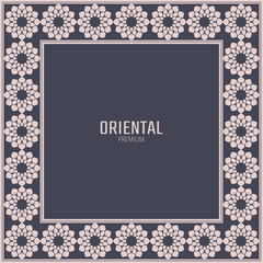 Vector geometric frame oriental style. Square vector border for design. Islamic border. Light vector frame. Premium vector frame in luxury style.