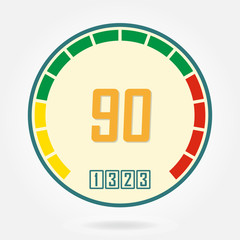 Speedometer or tachometer icon. Infographic gauge element. Template for download or upload design. Colorful vector illustration in flat style.