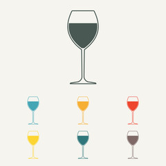 Wine glass icon or sign. Colorful vector illustration.