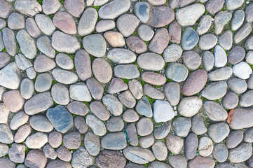 public square floor made with round stones