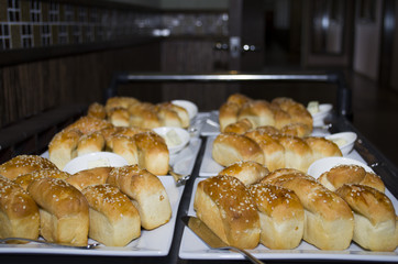 Original serving bread in a restaurant.