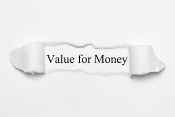 Value for Money on white torn paper