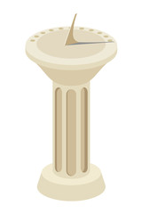 Vector illustration of a sundial on a marble column. Isolate.  - obrazy, fototapety, plakaty