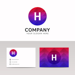 Abstract polygonal round circle H letter icon company logo sign