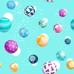 3D Christmas decorations. Realistic seamless background.