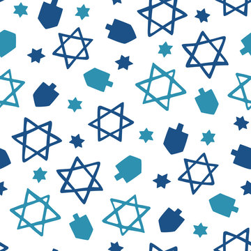 Hanukkah Symbols Seamless Pattern