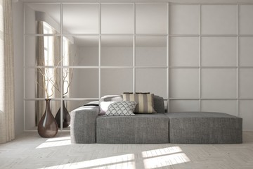 Modern room with sofa. Scandinavian interior design