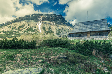 Clear water in mountain lake in Poland Tatra range