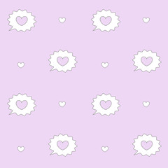 cute cartoon speech bubbles with heart seamless vector pattern background illustration

