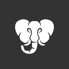 Elephant logo. Vector icon on black background