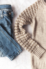 knitted sweater and jeans