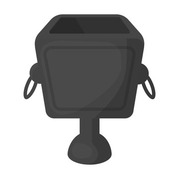 Garbage can icon in monochrome style isolated on white background. Parksymbol stock vector illustration.