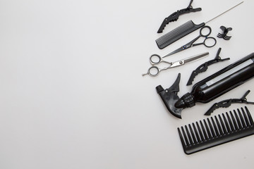 Professional hairdresser tools, isolated on white
