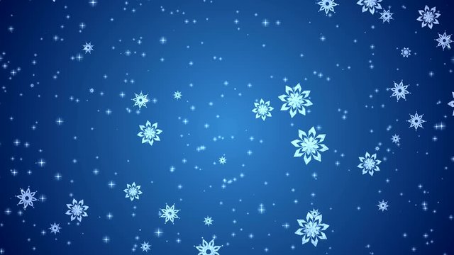 Video-Animation - Weihnachten, Schneeflocken, Schneegestöber, Sterne, Hintergrund, Textfreiraum