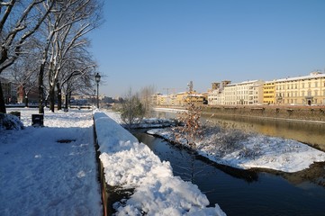Arno river in Florence, Winter Season. Italy.