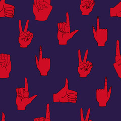 Seamless pattern with hands gestures