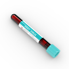 3D rendering of test tube with  H5N1 virus blood sample