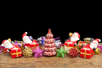 Christmas  with decorations  on wooden background