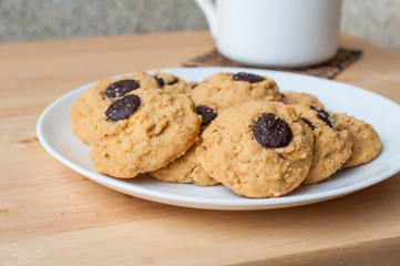 Butter Cookie and milk on wooden table