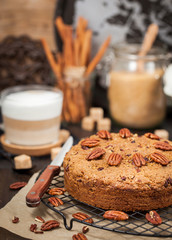 Delicious cinnamon and pecan coffee cake