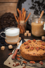 Delicious cinnamon and pecan coffee cake