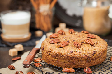 Delicious cinnamon and pecan coffee cake