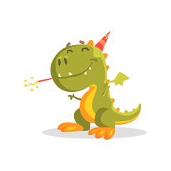 Green Dinosaur Monster At The Party