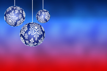 Obraz premium Christmas toys with snowflakes on abstract background