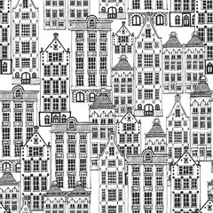 Obraz premium Vector seamless pattern with town houses