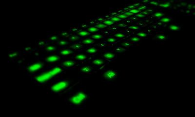 glowing letters on the keyboard on a black background 3d render