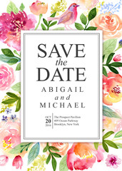 
Painting. Watercolor floral background with the inscription