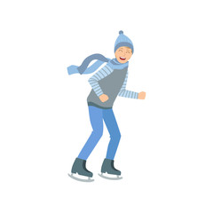 Guy in Blue Outfit Winter Sports Illustration