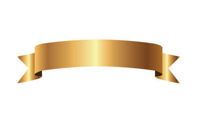 Golden ribbon isolated on white background