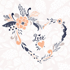 Floral heart. Vector illustration