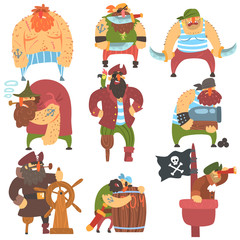 Scruffy Pirates Cartoon Characters Set