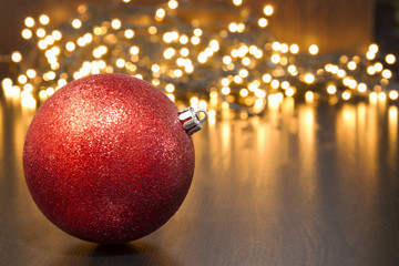 Christmas ball and Christmas lights