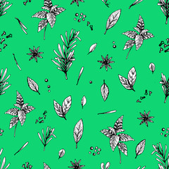 Vector seamless pattern with lime and spices.