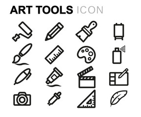 Vector line art tools icons set