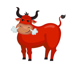 Angry bull in flat style.