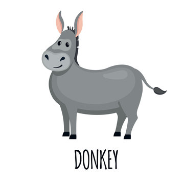 Cute donkey in flat style.