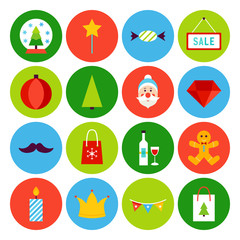Flat Merry Christmas Icons