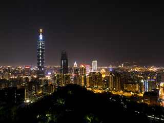 Sunset of cityscape nightlife view of Taipei 2
